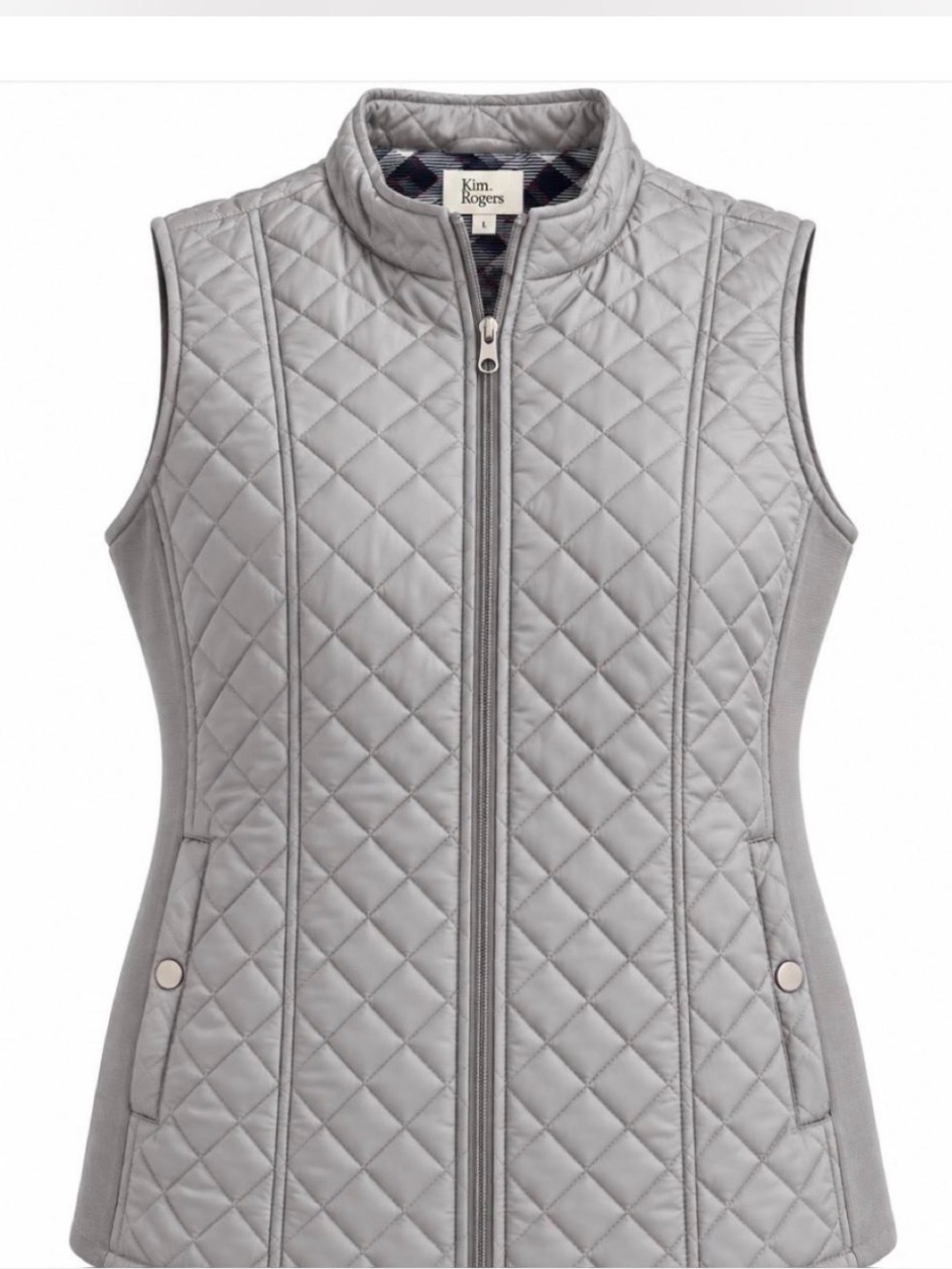 Kim Rogers Quilted Sleeveless Vest in Light Gray